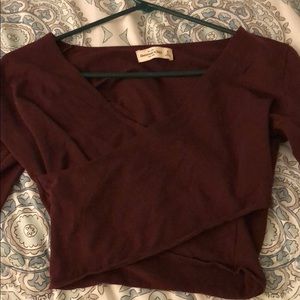 Burgundy front twist crop top